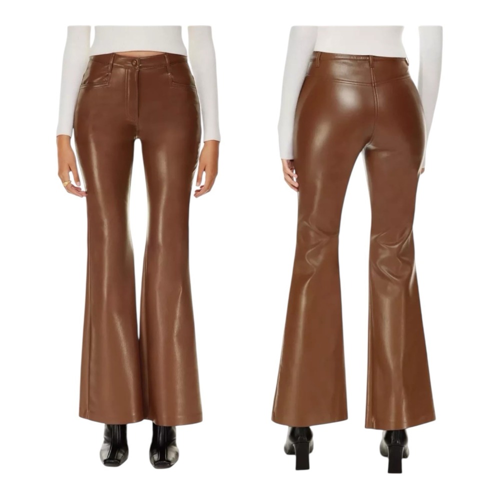 Wilfred Aritzia Beatrix Pants in Cognac Vegan Faux Leather Flared Pants‎ 6